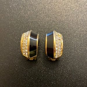 Vintage Christian Dior Crystal & Enamel Clip-On Earrings